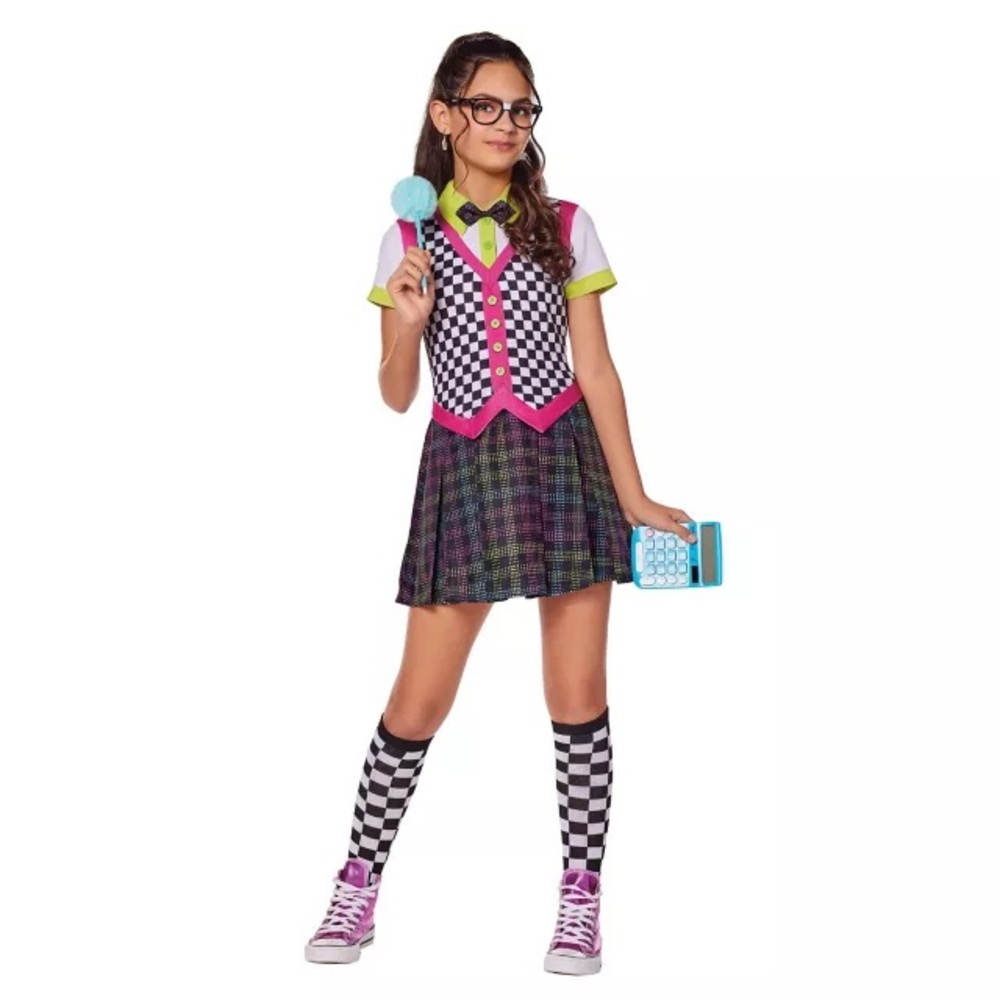 Halloween Costume - Nerd Size Small (4-6), Pink and Black Checkered NWOT Kids